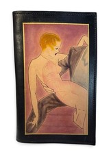 Vintage 70s Art Deco Revival Leather Planner Address Book Cover Flapper Woman picture