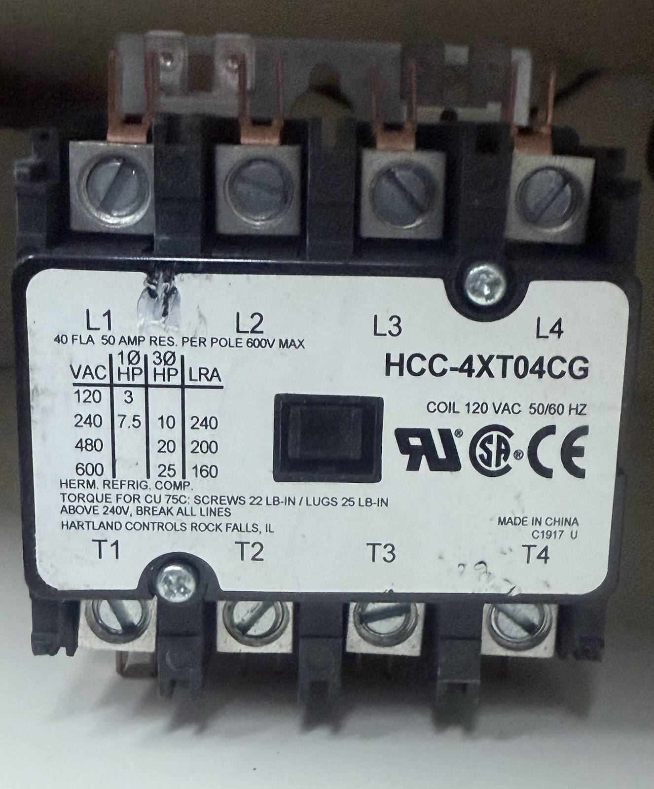 American Manufacturing 4 Pole Contactor Part # A712-136 / A514005