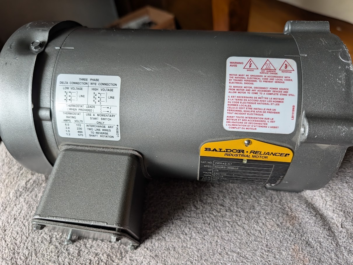 Baldor Reliance Motor VM3542-57 - 3 Phase 50hz .75 hp  230/400 volts
