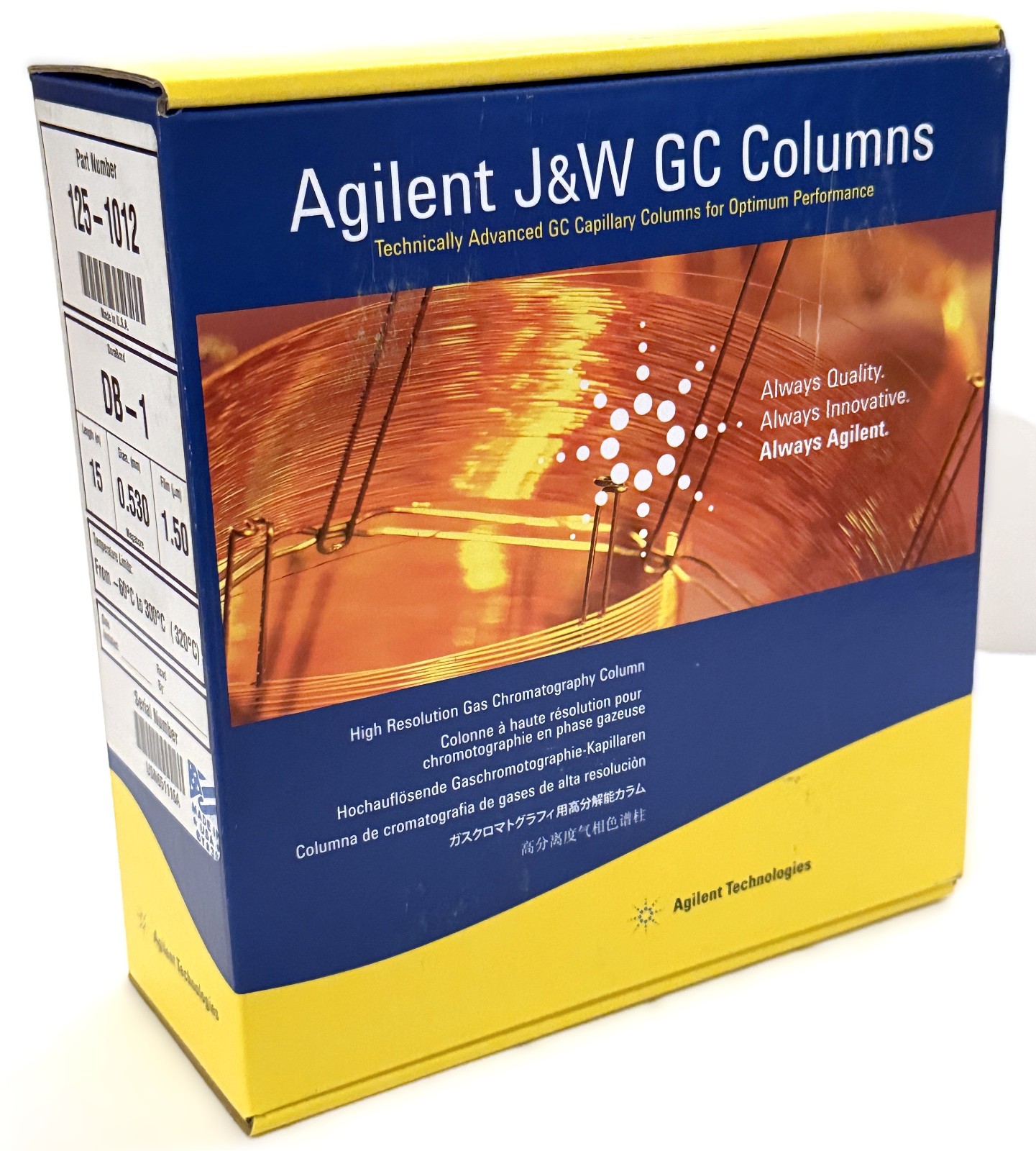 Agilent J&W DB-1 122-1032  GC Column 15 m, 0.53 mm, 1.50 µm