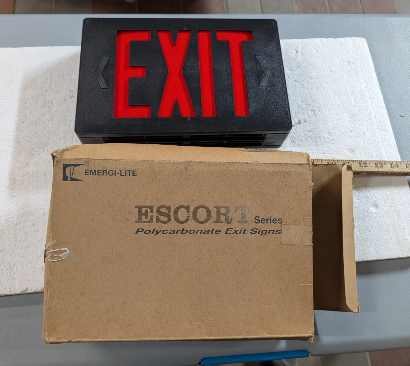 Vintage Emergi-Lite Escort Series Black Thermoplastic LED Exit Sign NOS Vintage Emergi-Lite Escort Series Black Thermoplastic LED Exit Sign NOS