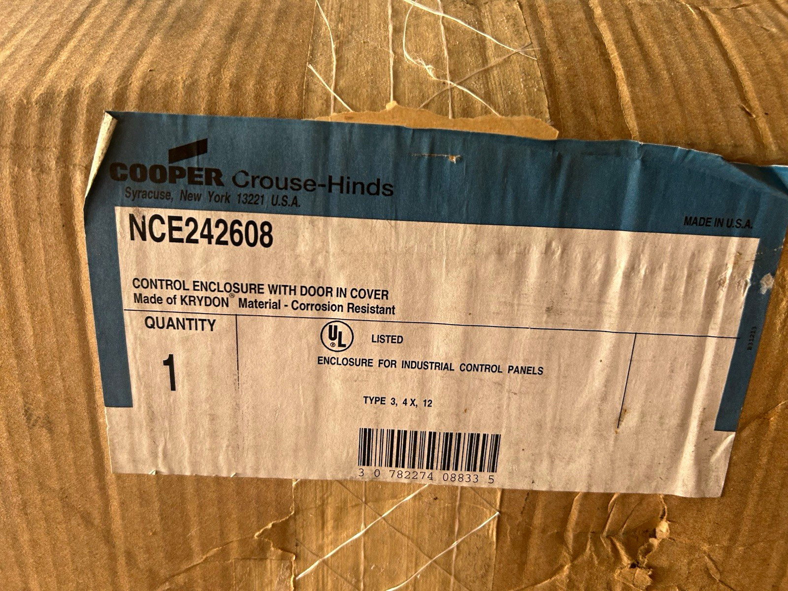Cooper Crouse-Hinds NCE242608 24x24x8 Krydon Enclosure Gray IP66, 3R, 4X, 12