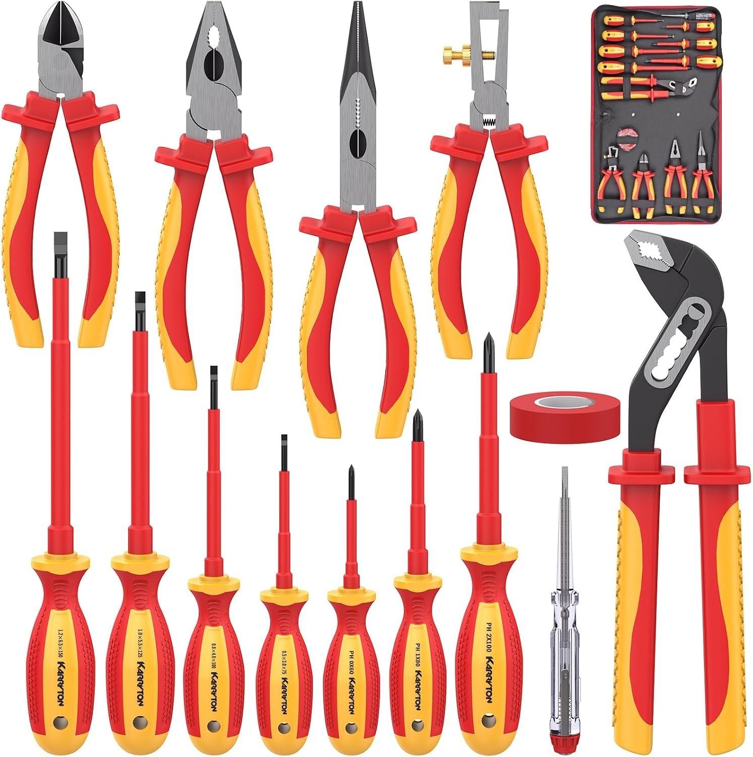 Ergonomic and Insulated 14PC Electrician Tool Set for Home & Industrial Use