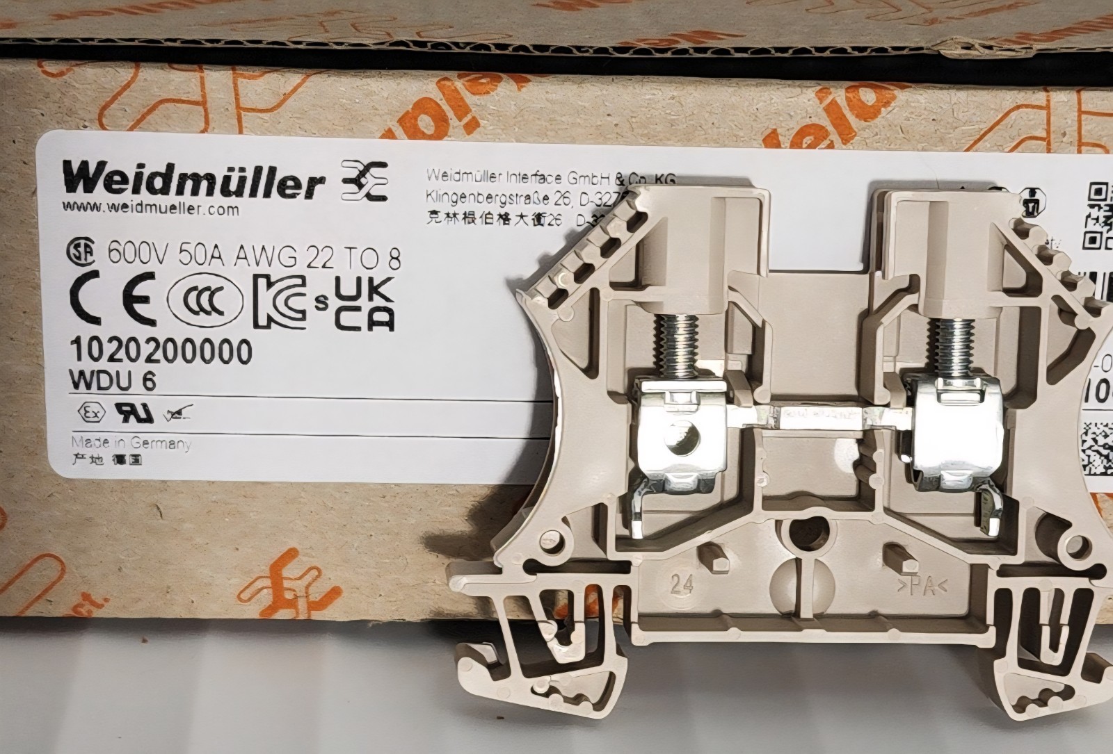 New 100Pcs Weidmuller Terminal   WDU 6 1020200000 WDU6  