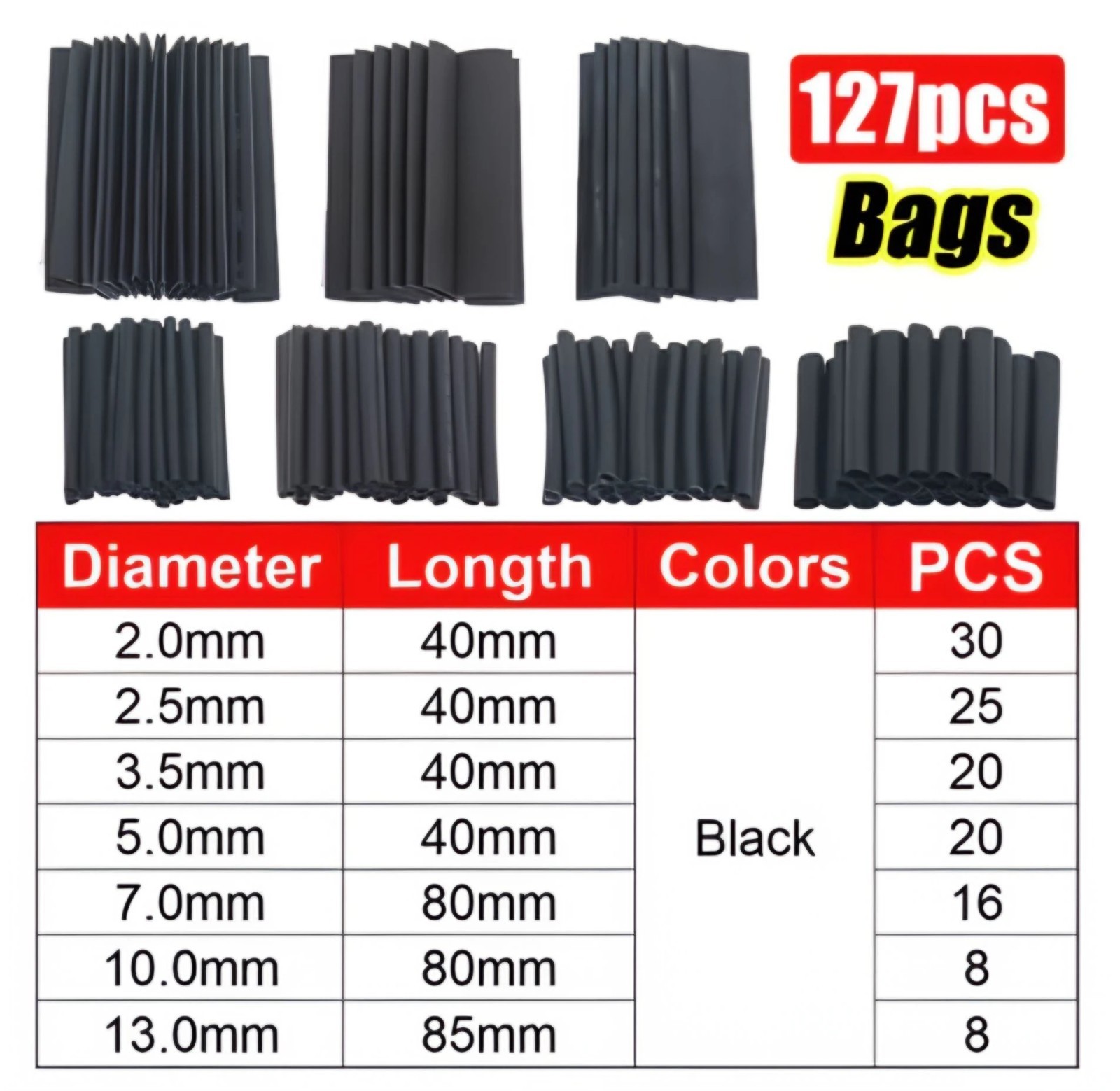 560Pcs Heat Shrink Tubing Insulation Shrinkable Tube 2:1 Wire Cable Sleeve Kit