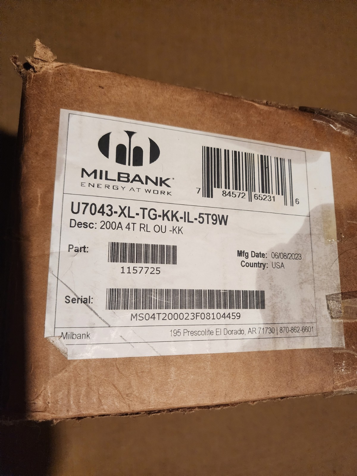 MILBANK METER BOX U7043-XL-TG-KK-IL-5T9W