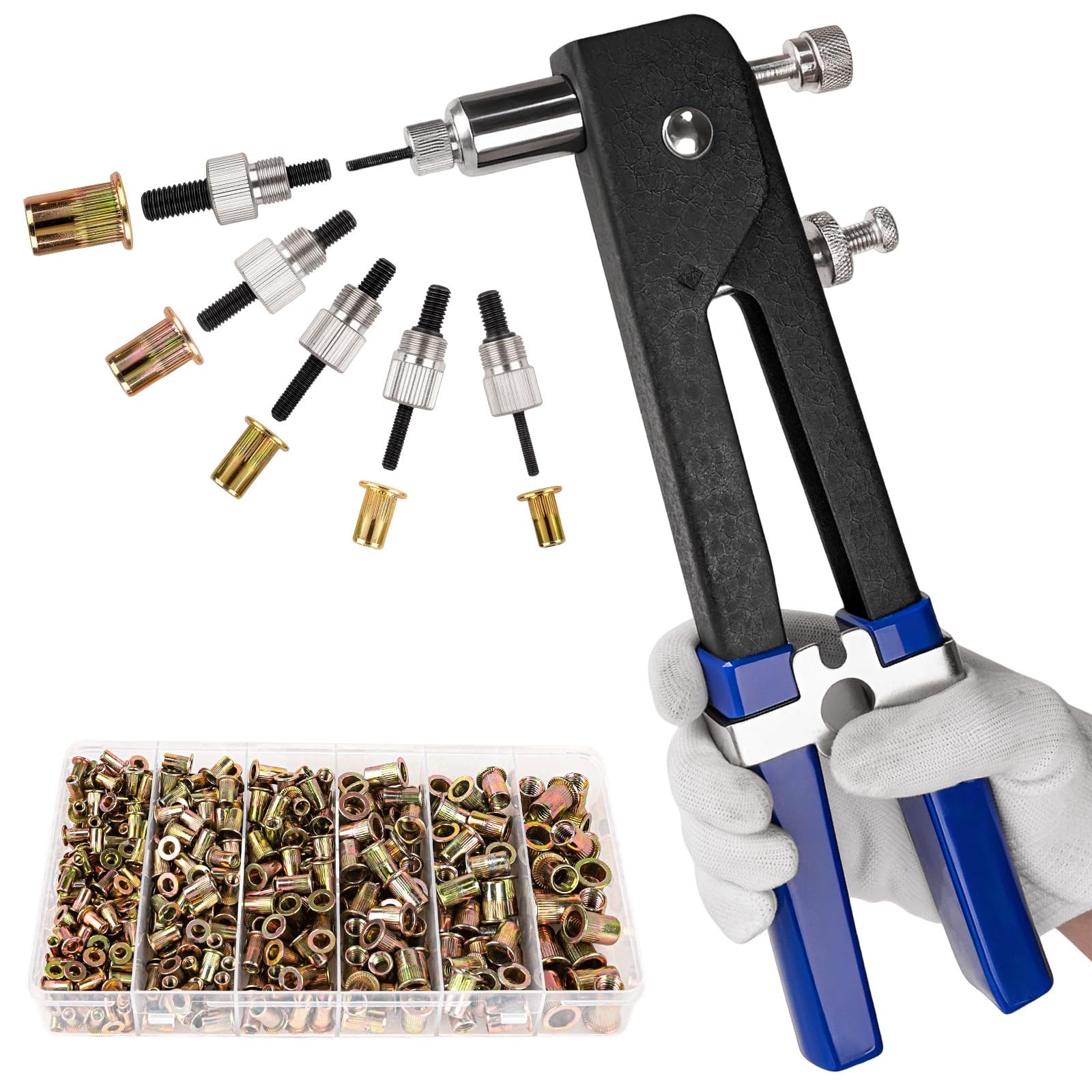 YINGKESI 430Pcs Rivet Nut Tool Kit, Metric Rivnuts Kit M8/M6/M5/M4/M3