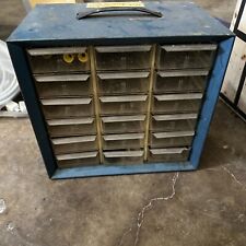 VINTAGE AKRO MILLS 18 DRAWER BLUE METAL PARTS CABINET #PC picture