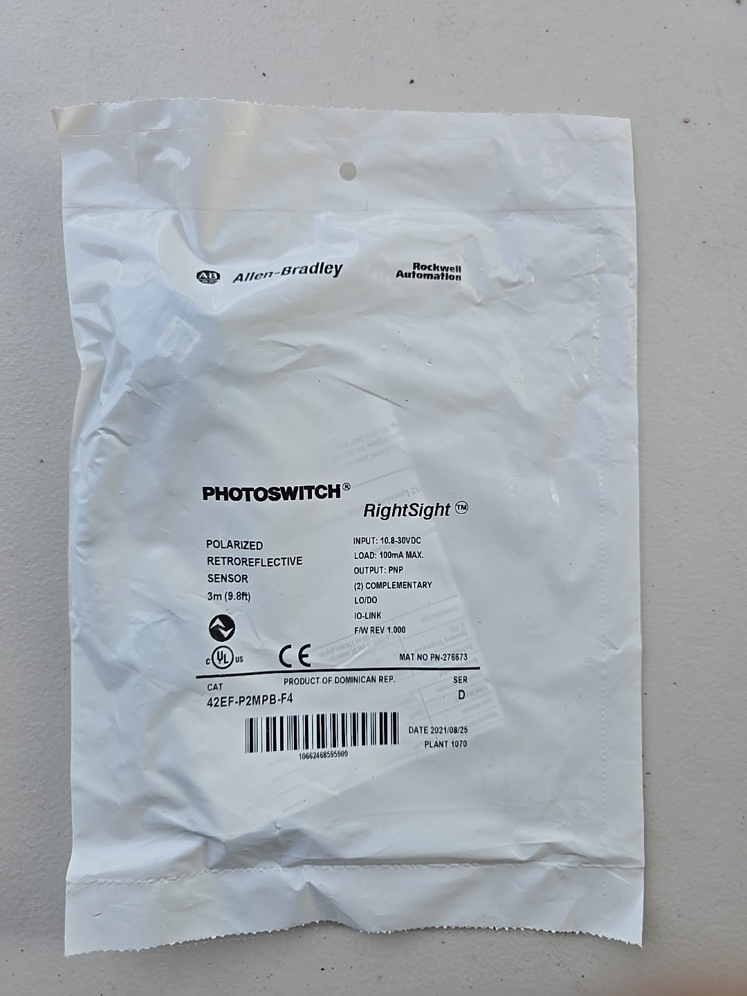 Allen Bradley 42EF-P2MPB-F4 SER D 3m POL. Retro Photo Eye  (30607)