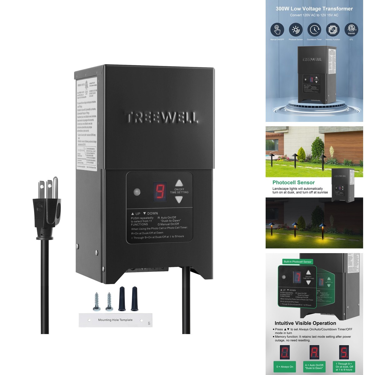 TREEWELL 300W Voltage Landscape Transformer, Outdoor Landscape Lighting