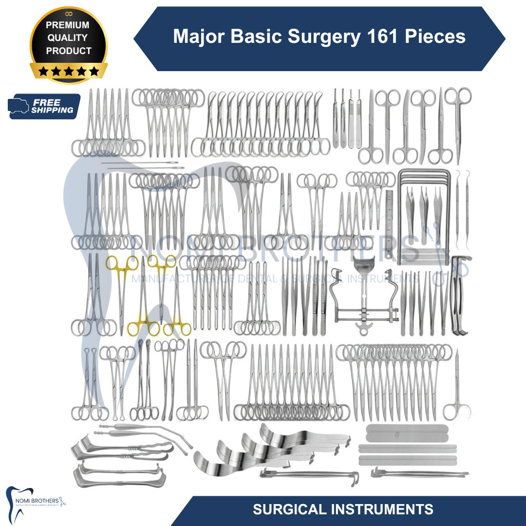 161 Pcs Major Basic Surgery Set Surgical Instruments Kit German Grade CE