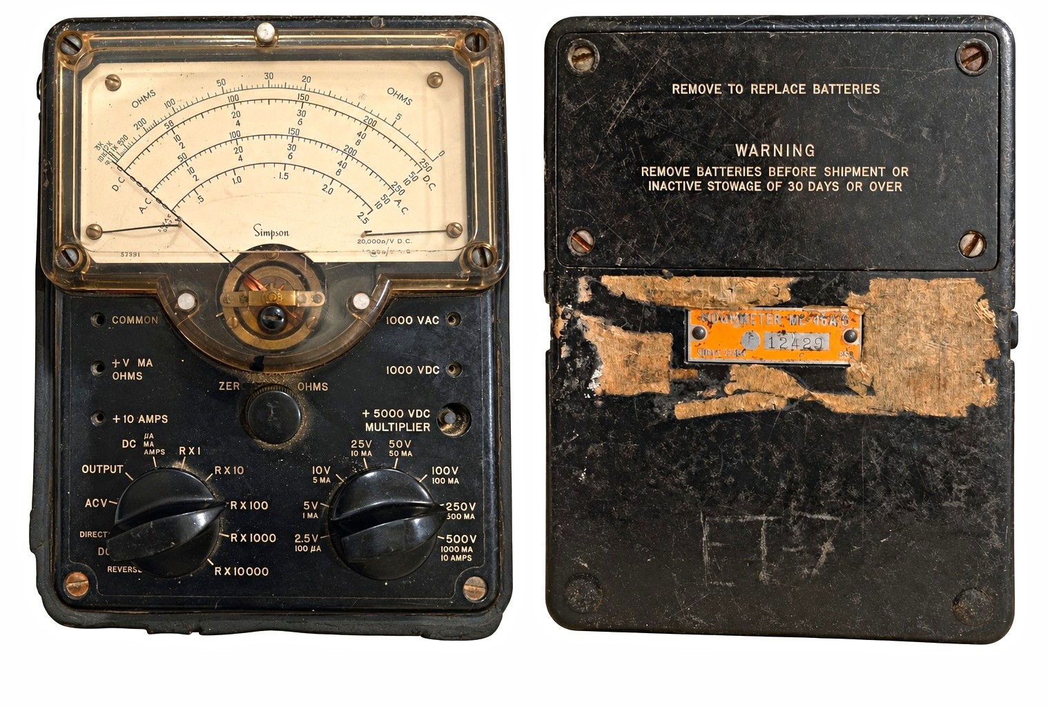 Vintage Military Simpson Multimeter ME-48A/U Voltmeter Ohmmeter As-Is Display