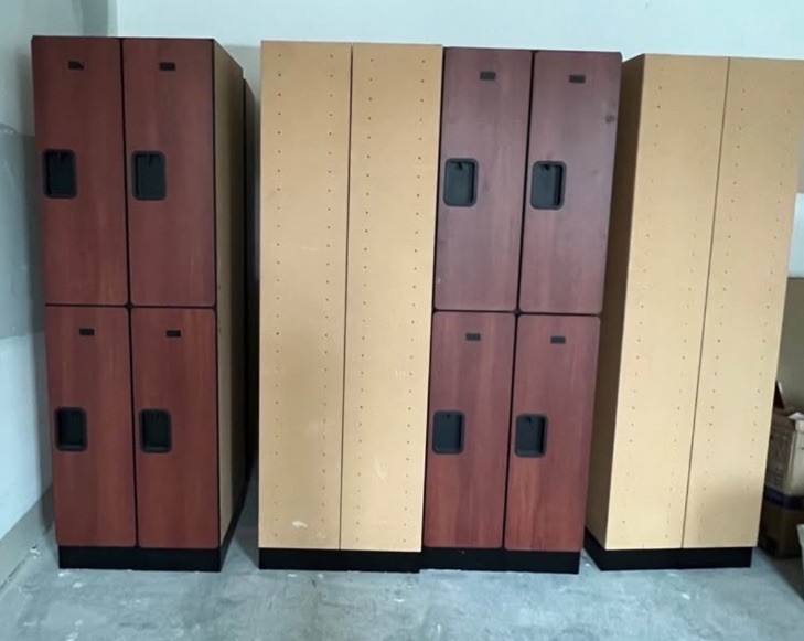 Pair of Cherry Wood Lockers, 4 Compartments, 8 Pairs Available
