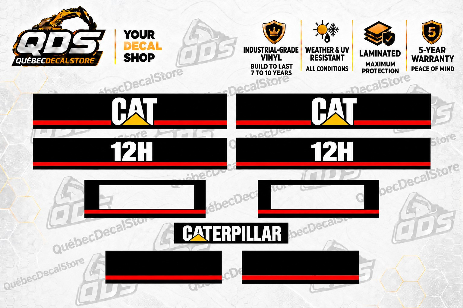 Fits Caterpillar CAT 12H Motor Grader Decal Kit Laminated Vinyl