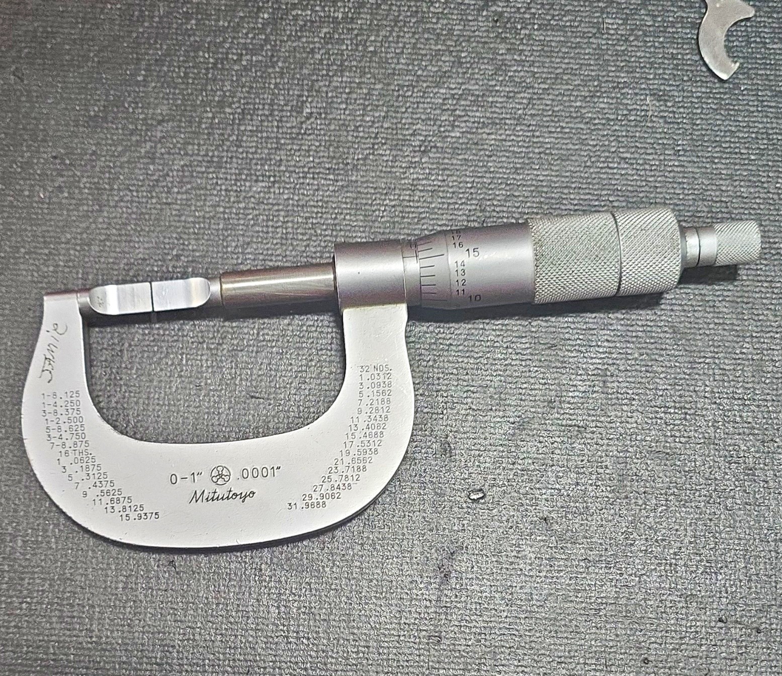 Mitutoyo Outside Micrometer 122-125 Mechanical 0-1 in 0.0001 in
