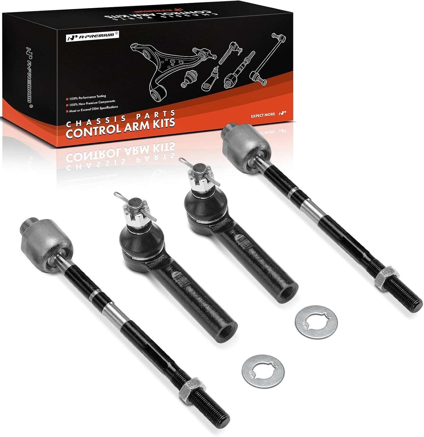 Front Inner Outer Tie Rod End Kit, Compatible with Toyota, Lexus
