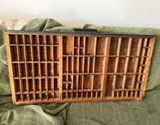 Vintage Wood Printer's Type Case Letterpress Drawer w/ Compartments Handle picture