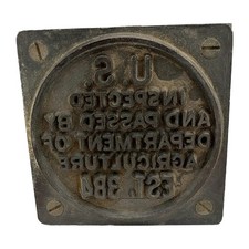 Vintage USDA Meat Inspection Marking Die Est. 384 Inspected Passed Box Stamp picture