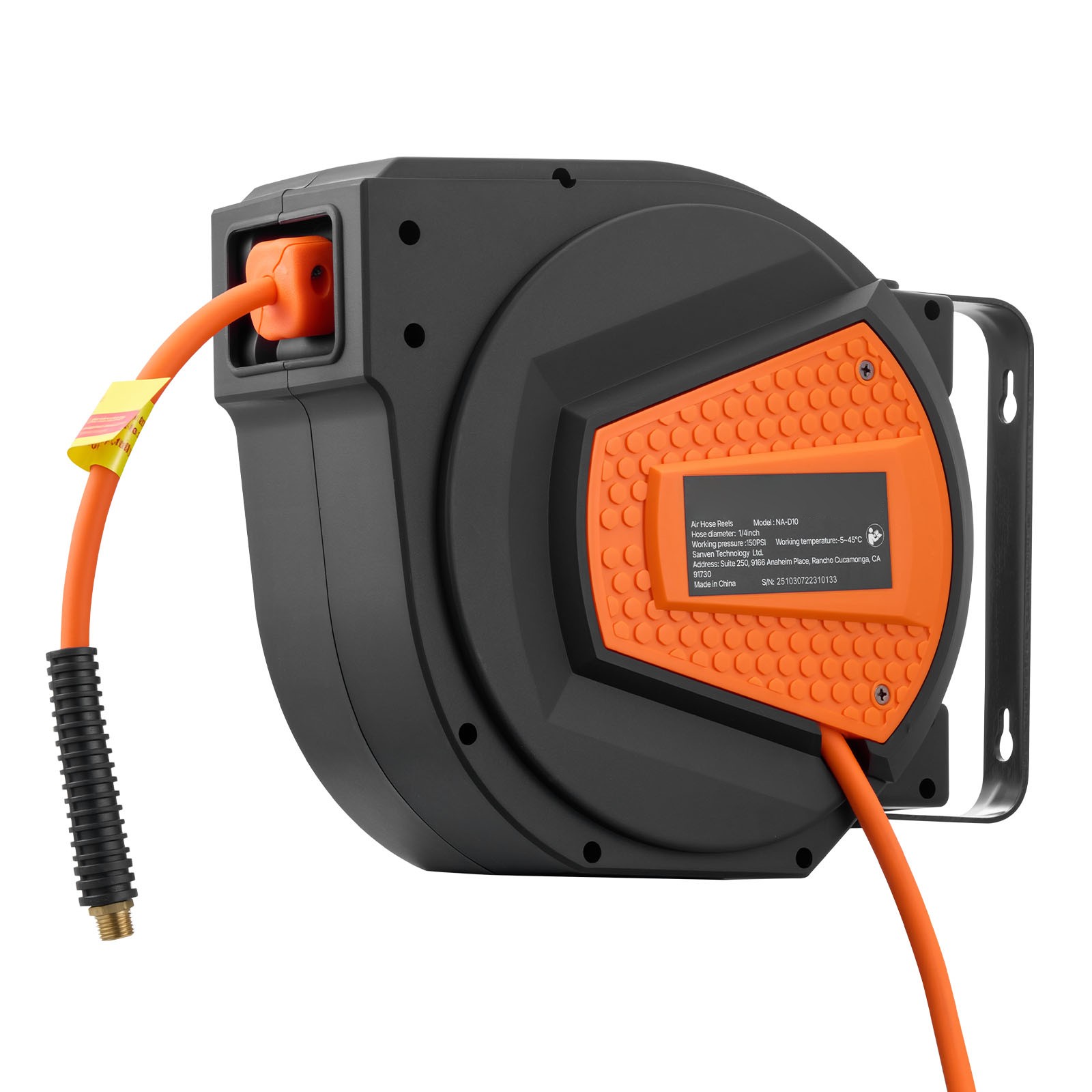 Retractable Air Hose Reel, 1/4 Inch x 50 FT Hybrid Air Hose Max 300PSI, Enclosed