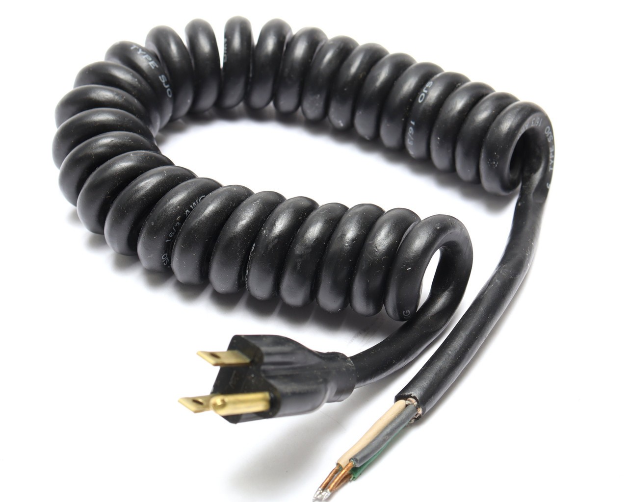 Alpha Wire 658 16AWG 3-Conductor SJO Coiled Retractile Power Cord, 1-5ft