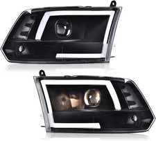 LED DRL Headlights Dodge Ram 1500-3500 2009-2012 Clear Lens Black Housing picture