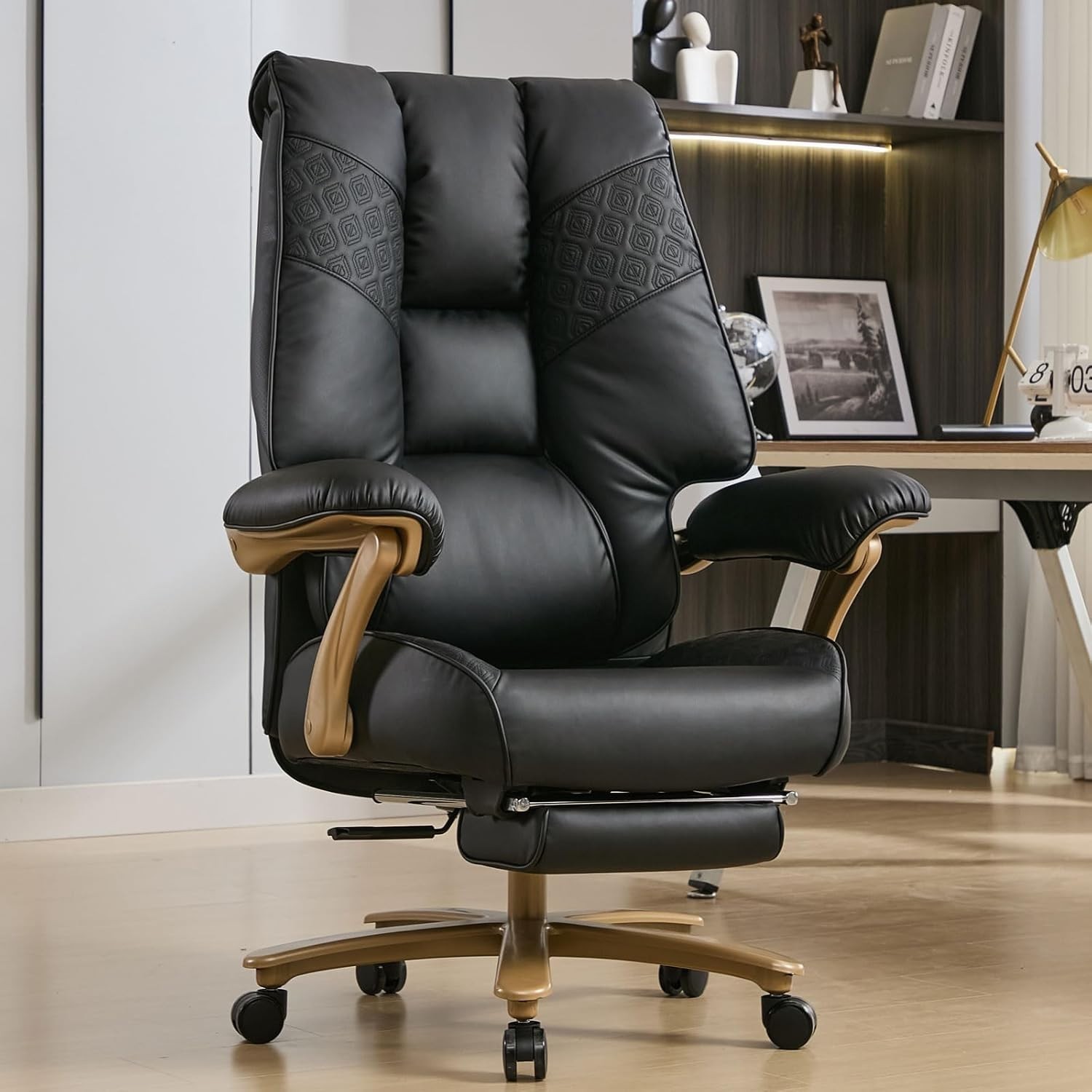 Big and Tall Executive Office Chair with Footrest, 400LBS Capacity Ergonomic Hig