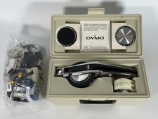 Vtg Dymo 1570 Chrome Deluxe Tapewriter Label Maker Kit Case 3 Wheels Tape Bundle picture