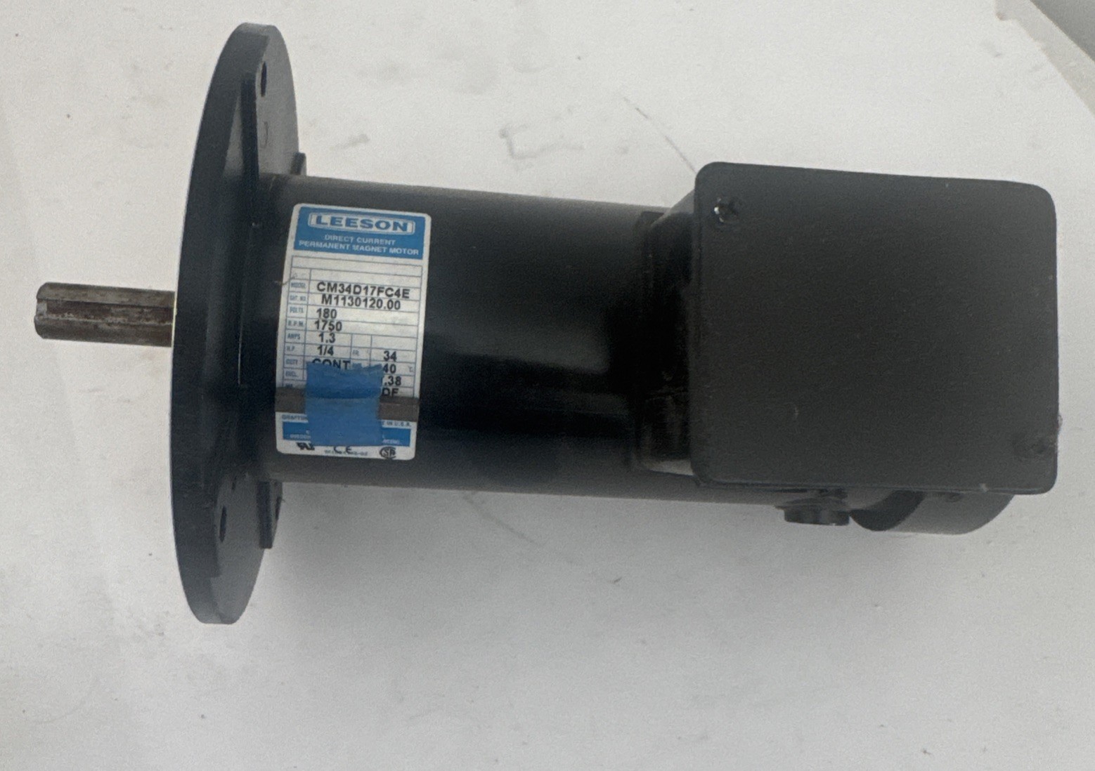 LEESON CM34D17FC4E 1/4HP DC Motor 1750RPM 180V 34 Frame TEFC 56C NEW No Box