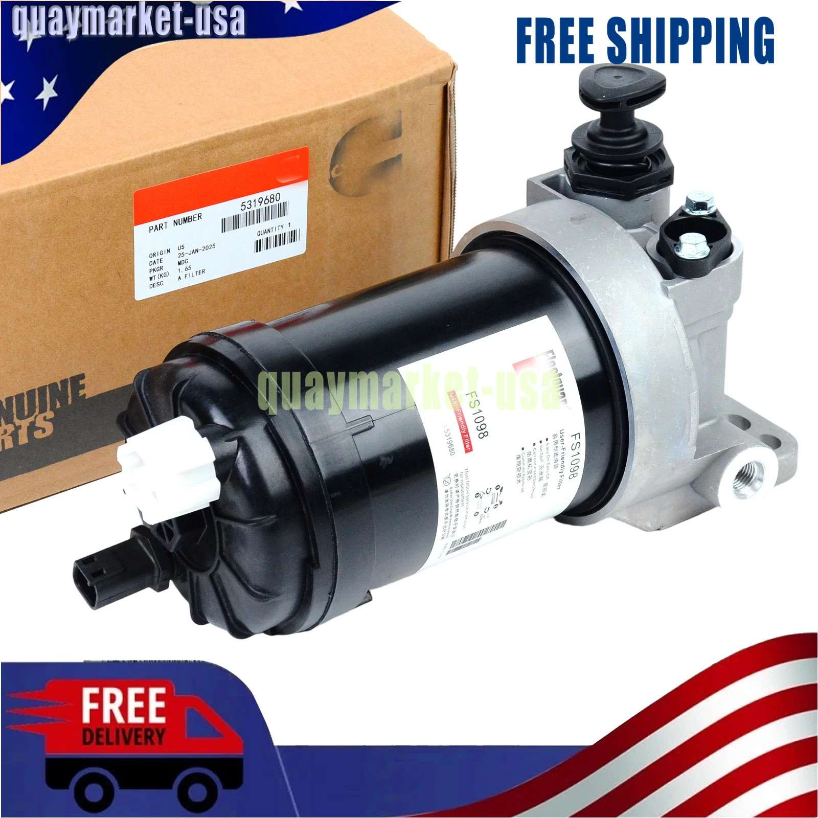 New Fuel Filter Assembly Water Separator 5396530 5319680 For Cummins FS1098 US