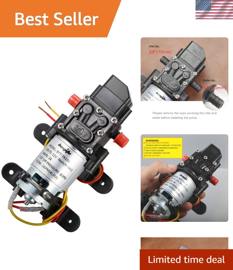 Powerful 12V Water Pump - 80 PSI and Compact Design for Outdoor Adventures
