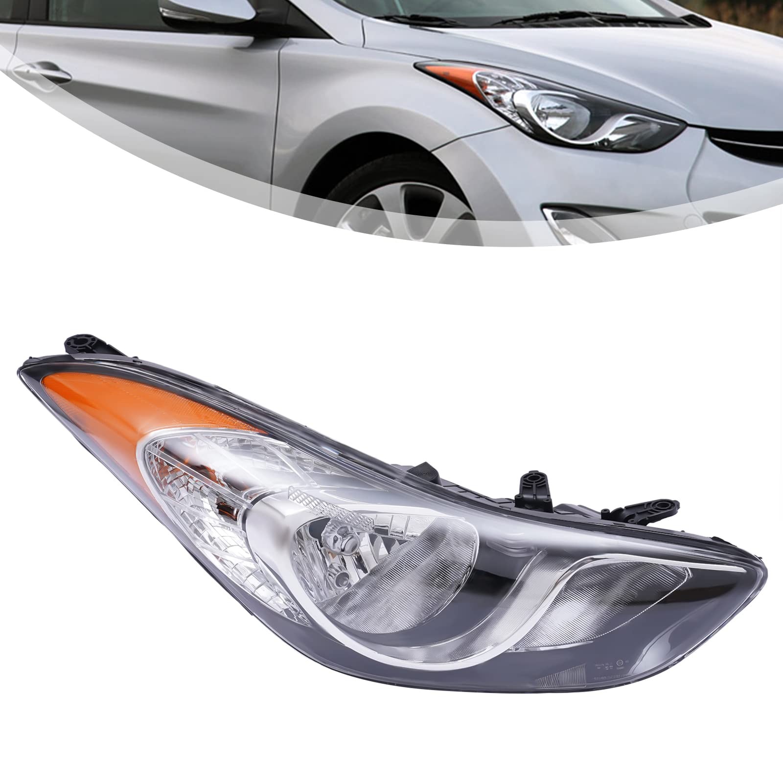 RH Passenger Projector Headlight 2011-2013 Hyundai Elantra Black Amber 