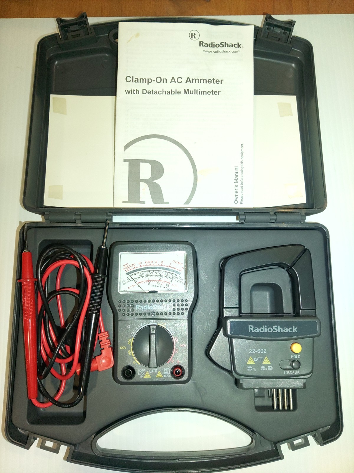 RadioShack Clamp On AC Ammeter 22-602 with Detachable Multimeter With Hard Case
