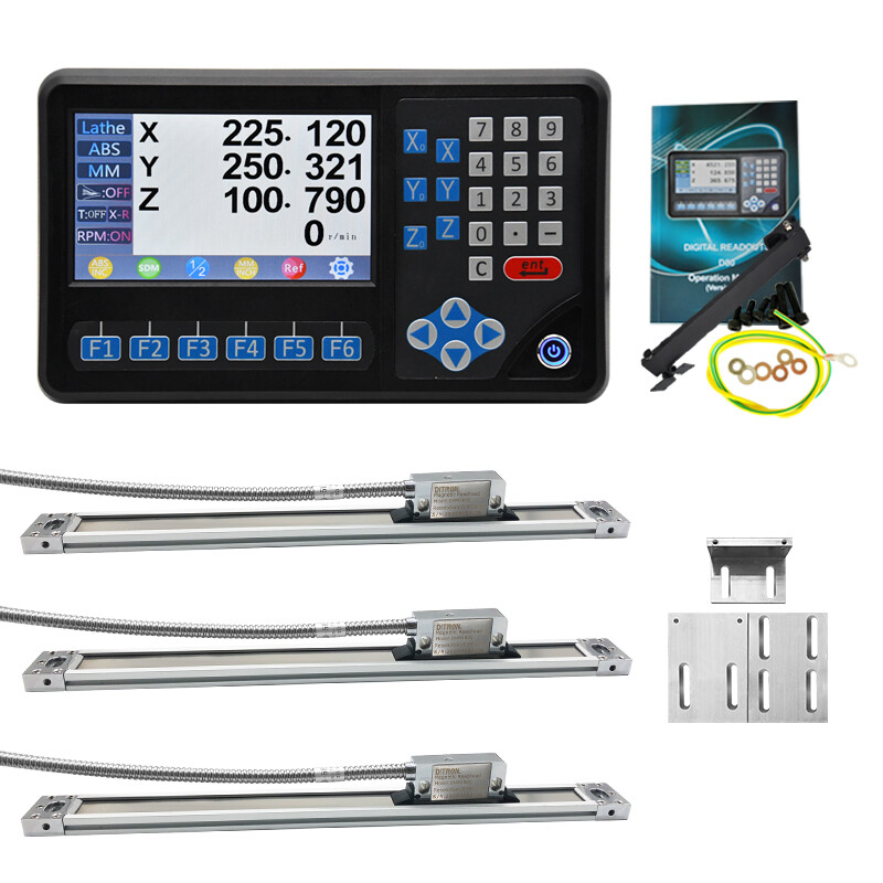 Ditron 3pcs DRO 1um Magnetic Scale 3 Axis Digital Readout  Mill Milling Machine
