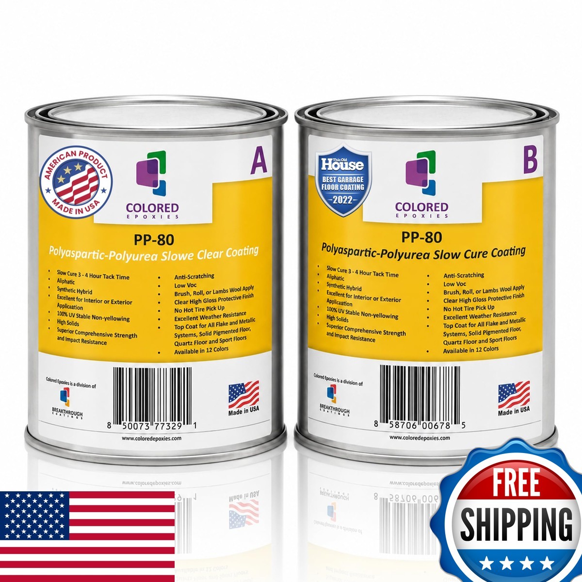 Colored Epoxies PP-80 Polyaspartic Floor Coating Clear Topcoat 0.5 Gallon Kit