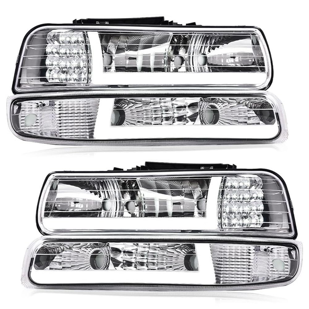 PIT66 LED DRL Headlights Assembly Fit 1999-2002 Chevy Silverado