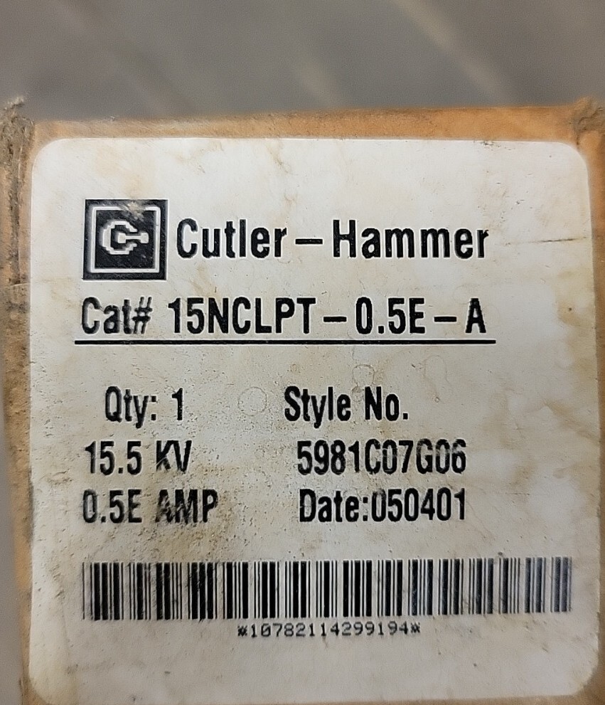 Cutler Hammer 15NCLPT-0.5E-A 15.5 MAX KV 0.5E AMP