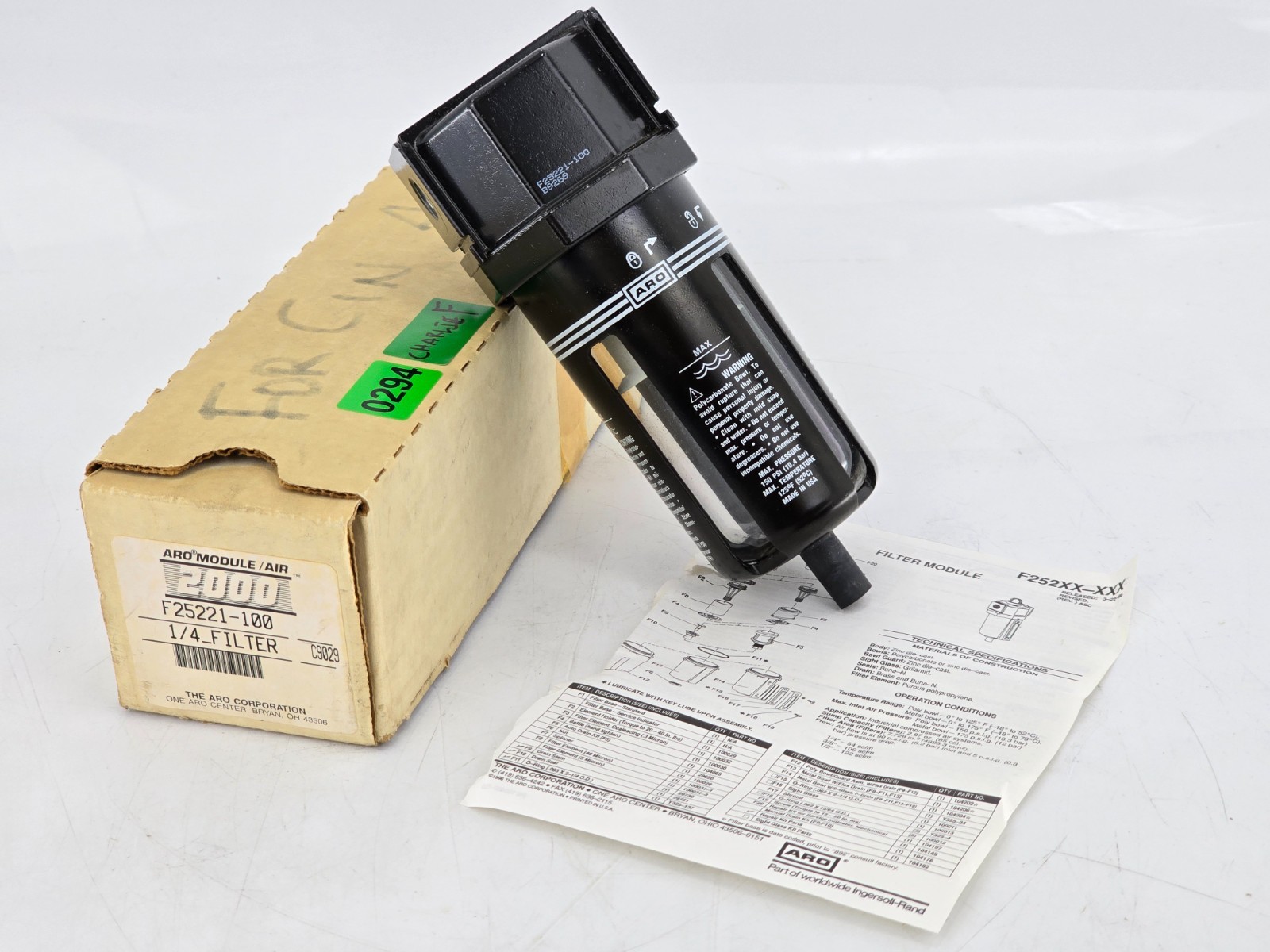 NOS Vtg - Aro F25221-100 Air 2000 ¼ Filter 150 PSI NOS Vtg - Aro F25221-100 Air 2000 ¼ Filter 150 PSI