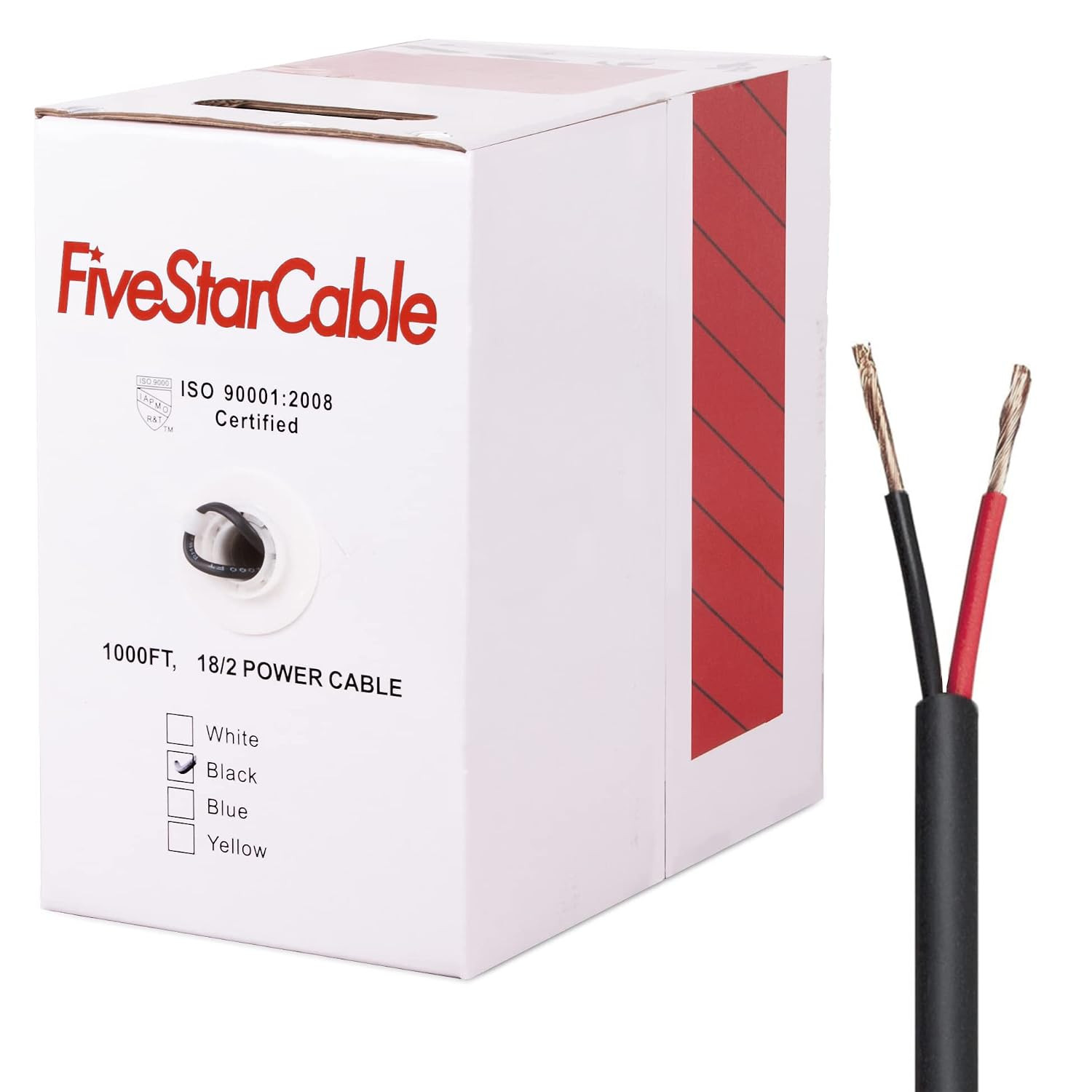 18/2 Gauge Low Voltage Cable Wire - 1000 Ft, 18 AWG, 2 Conductors, PVC Jacket -
