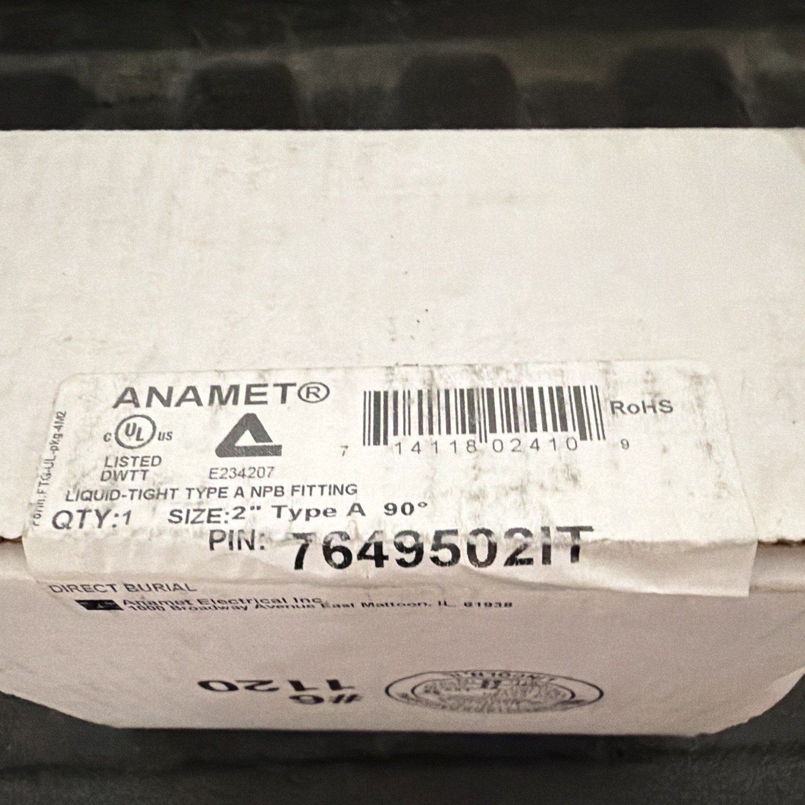 Anamet Anaconda Sealtite 7649502IT 2in 90° Type A Liquid-Tight Fitting NEW SEAL