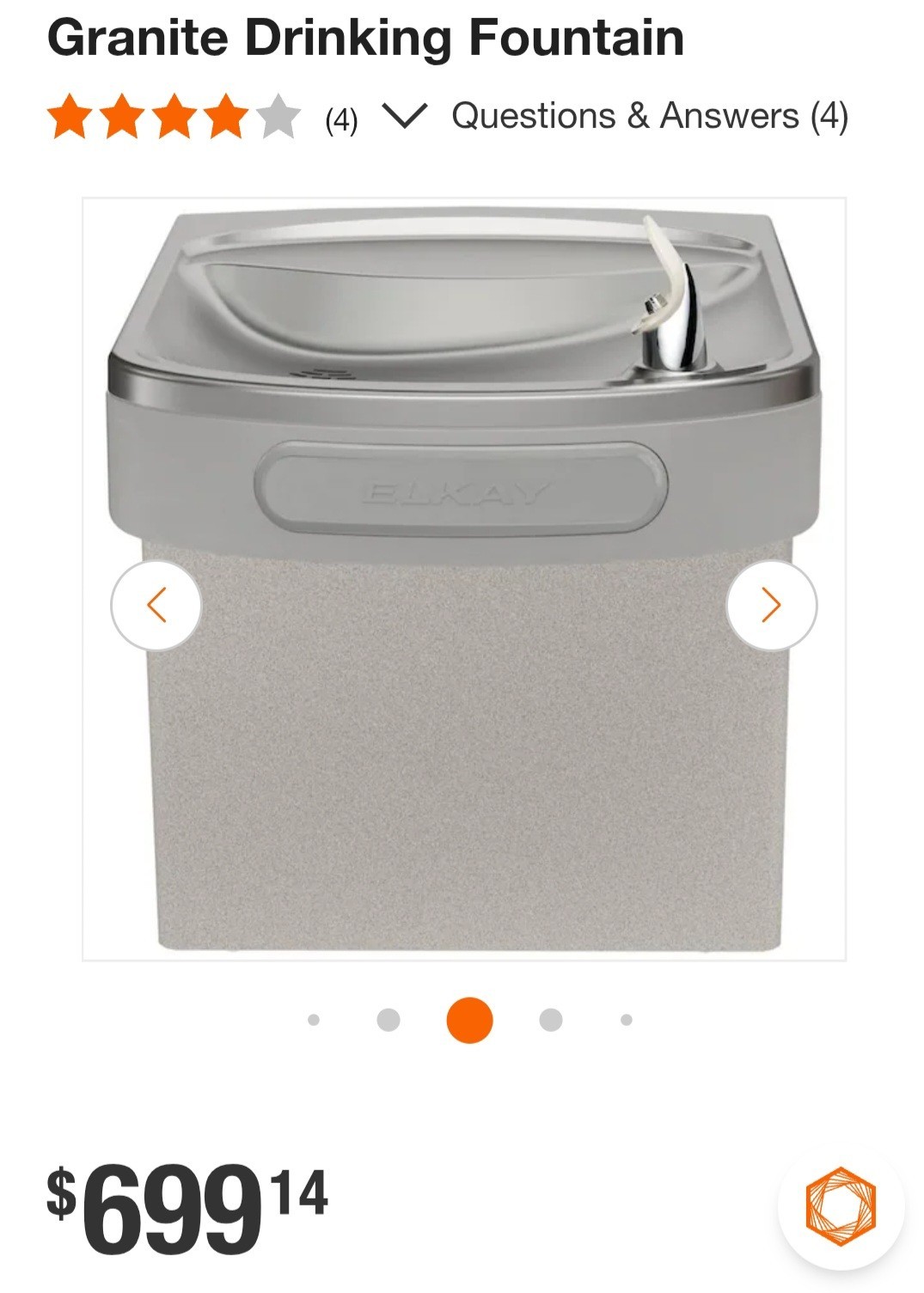 Elkay EZS8L Wall Mount Cooler - Light Gray Granite