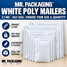 MR. PACKAGING White Poly Mailers Shipping Bags 2.5 Mil Self Seal Choose Size picture
