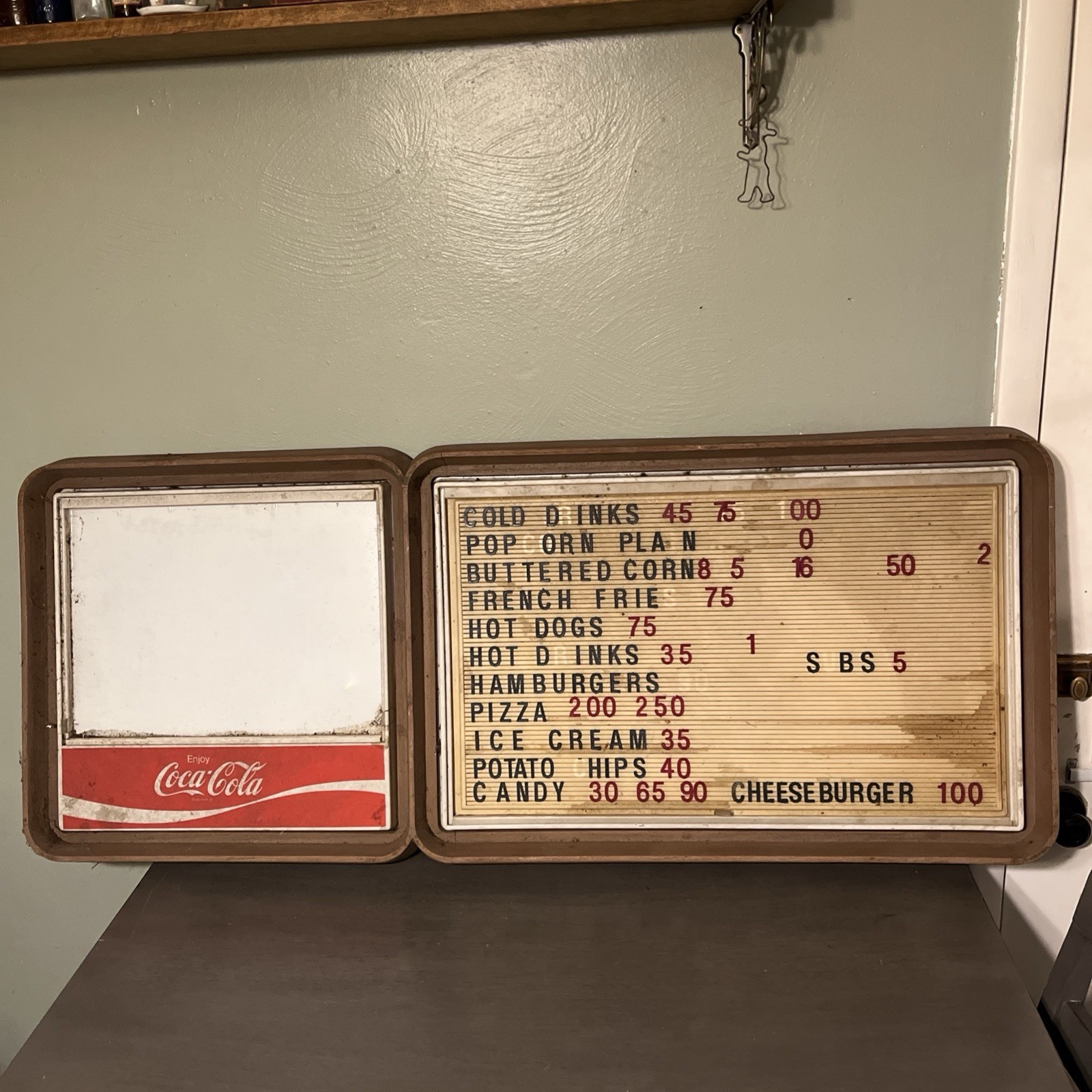 Vintage Original Coca-Cola 4’4” x 1’9” Menu Dry Erase Board Changeable Letters