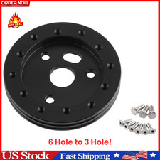 Steering Wheel Hub Adapter Aluminum 6 Hole to 3 Hole Black Universal Fit picture