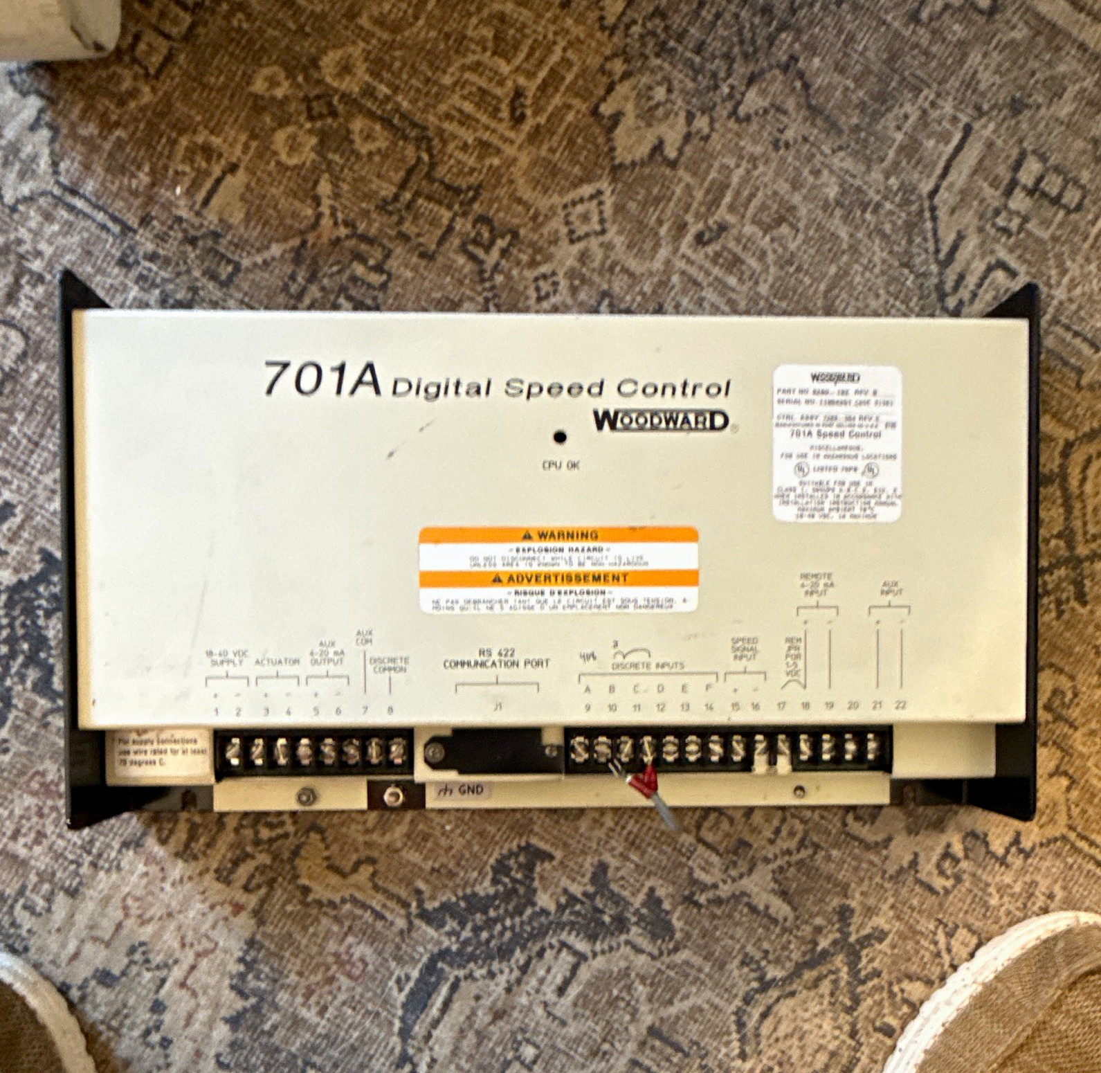 Woodward 701A Digital Speed Control Module 8280-192 18-40 VDC 1A DC