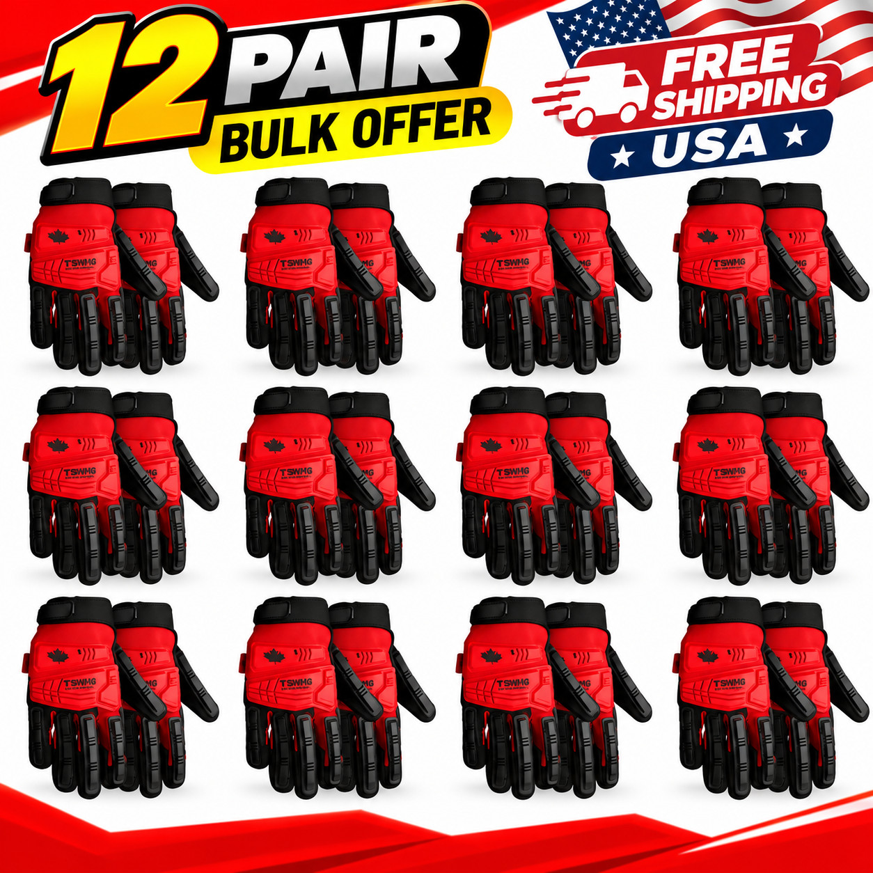 TSWMG 138 XL Impact Resistant Mechanic Work Gloves TPR Heavy Duty Safety Gloves