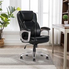Serta Memory Foam Faux Leather Commercial Big & Tall Office Chair 350 Lb Cap Blk picture
