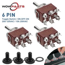 3X 3 Position 6Pin Toggle Switch Heavy Duty 20A 125V/15A 250V DPDT (ON)-OFF-(ON) picture