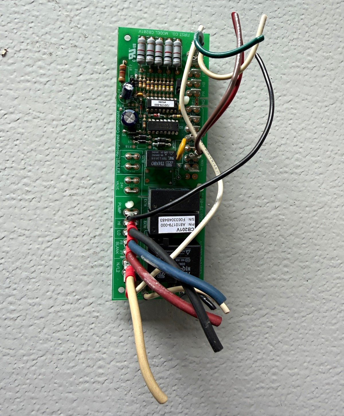 First Co Model CB201V Air Handler Control Board A810179-000 used First Co Model CB201V Air Handler Control Board A810179-000 used