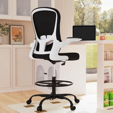 Drafting Chair Tall Ergonomic Office Chair Flip Up Arms Standing Desk Stool picture