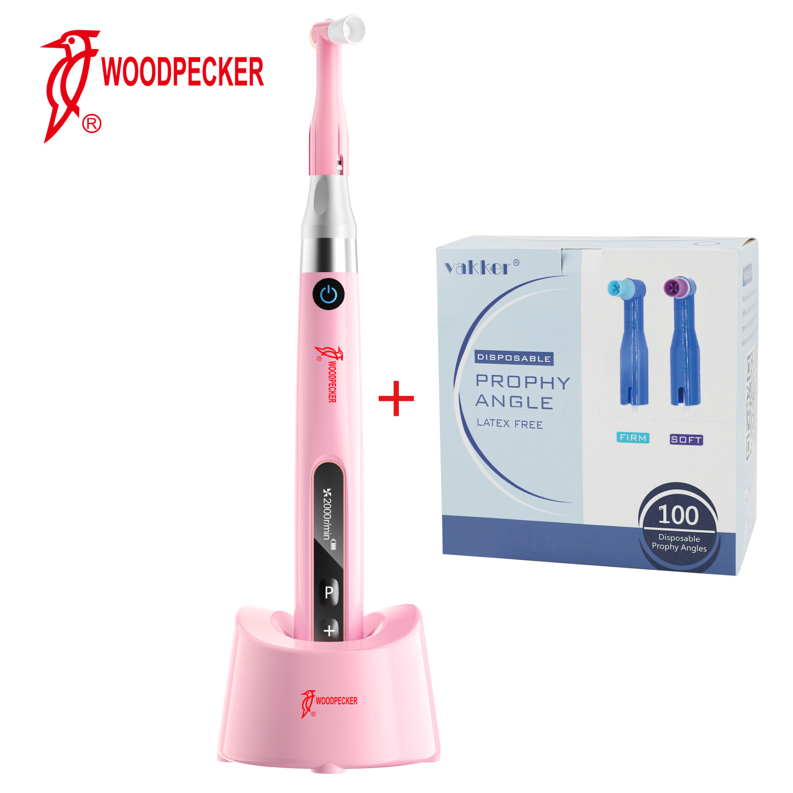 Woodpecker Cordless Hygiene Prophy Mini Handpiece Motor + 100PC Soft Angles